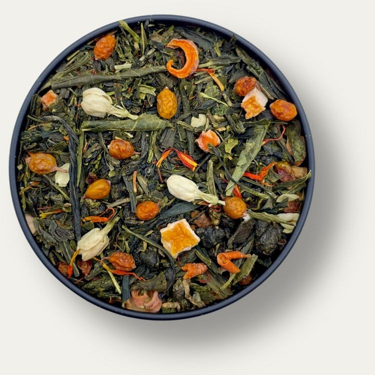 Sea Buckthorn Green Tea / Milk oolong / Sencha Green Tea with Sea Buckthorn / Sea Buckthorn Berry Tea / Berry Tea / Best Tea Blend Orange Tea / Jasmine Tea